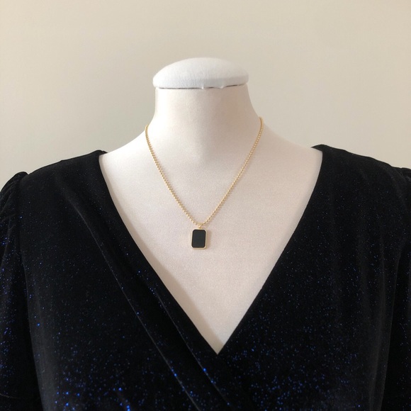 Black and gold plate with round beaded chain - Picture 1 of 4